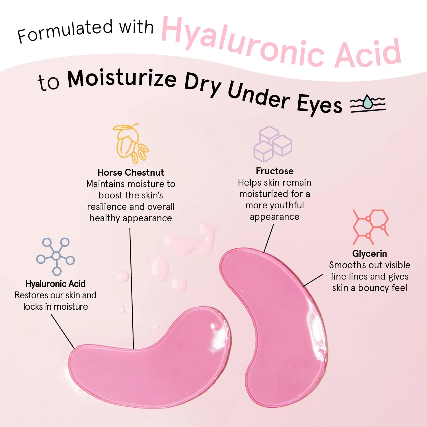 Grace & Stella Pink patchs yeux 6 paires hydratant rétinol