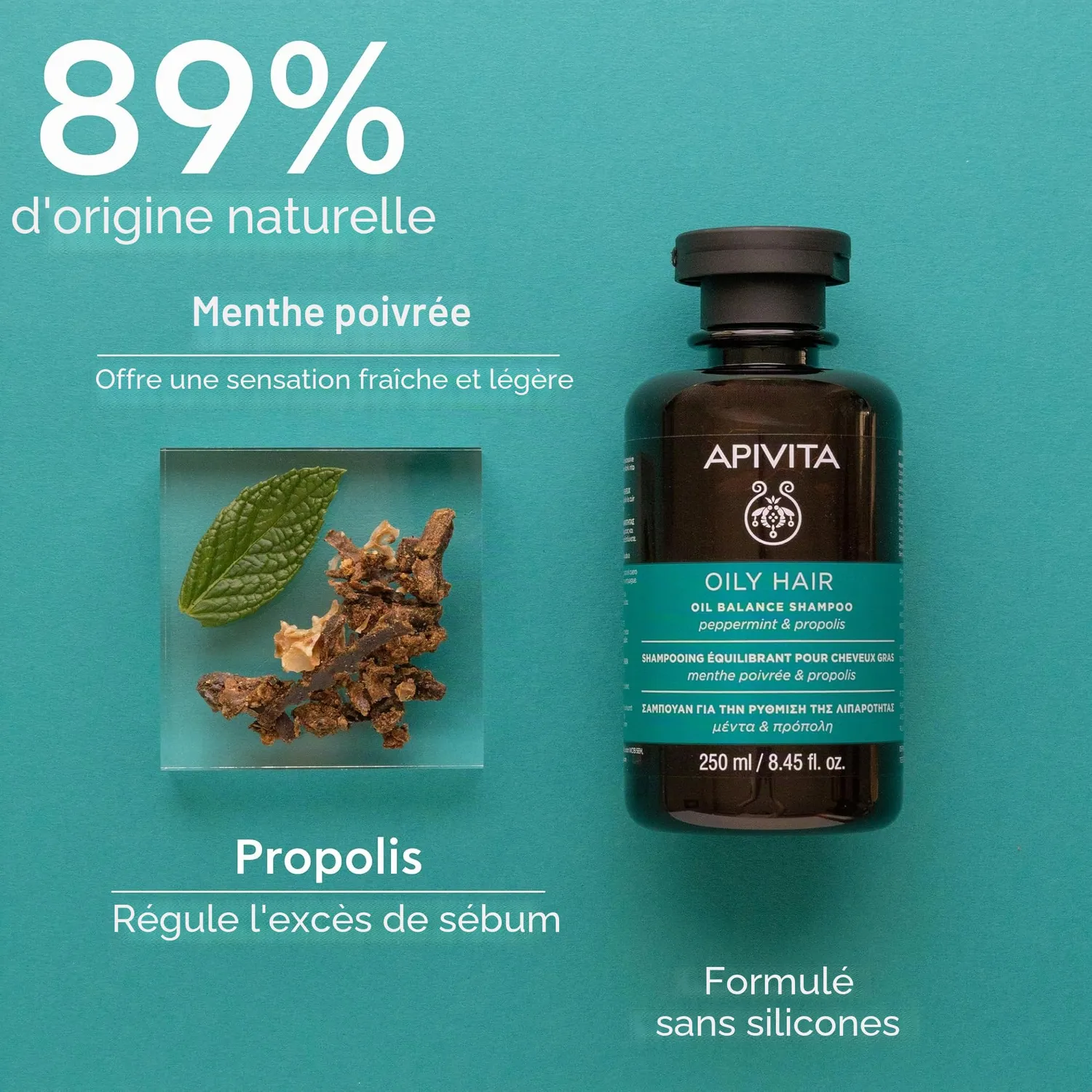 Apivita Balance shampooing menthe propolis cuir chevelu gras