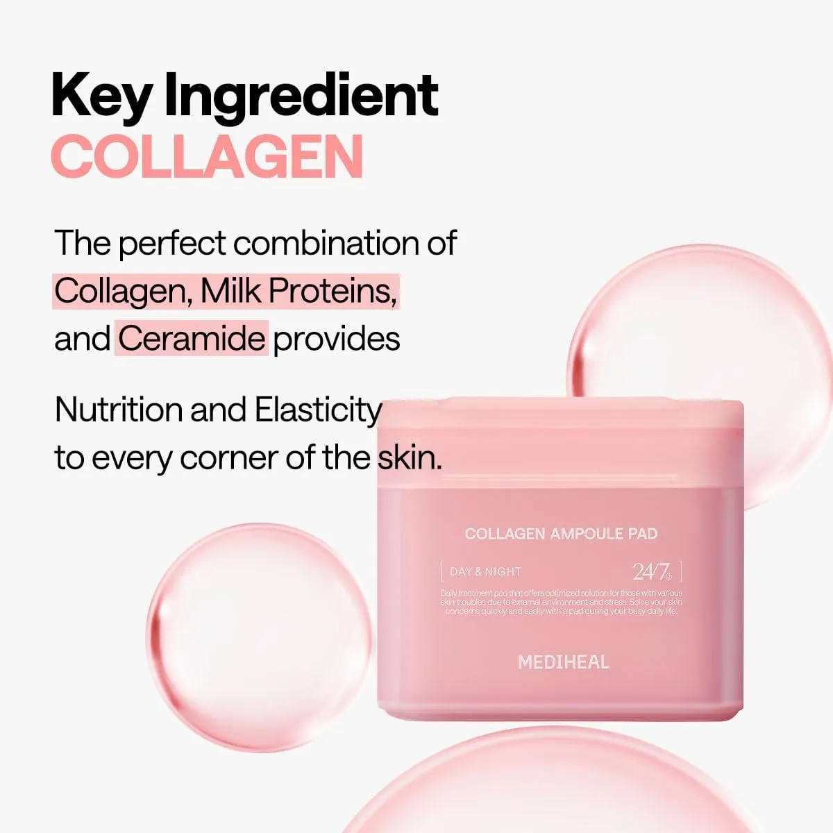 Mediheal Collagen Ampoule Pad pads toniques 100 pcs fermeté