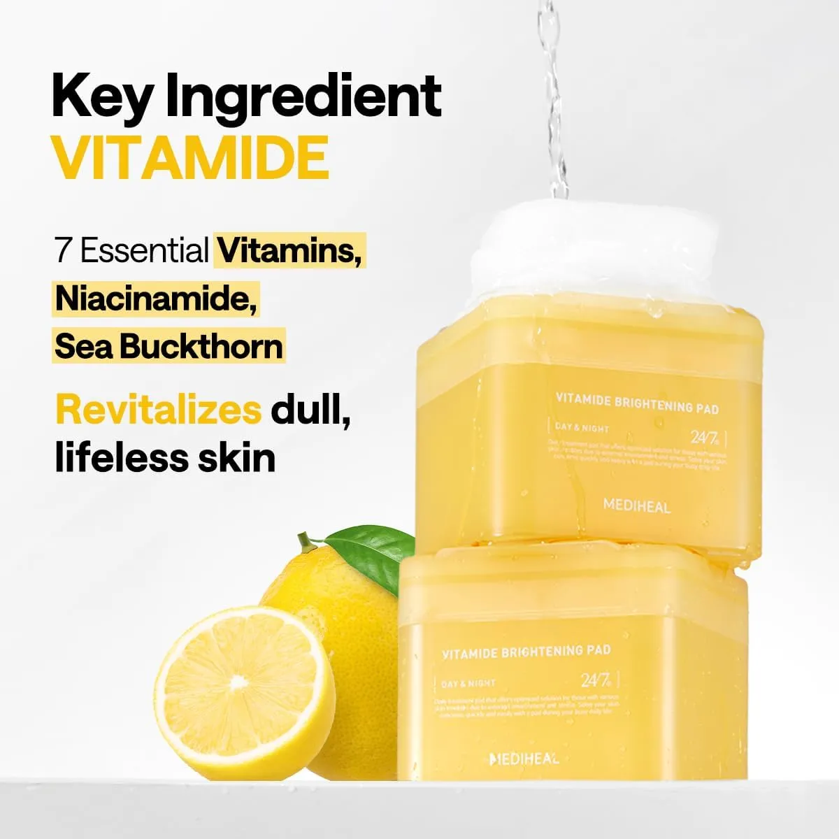 Mediheal Vitamide Brightening Pad toner éclat 100 pads vitamines