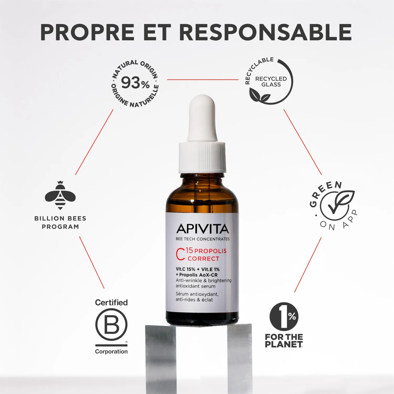 Apivita C15 Propolis Correct sérum visage 30 ml anti-rides