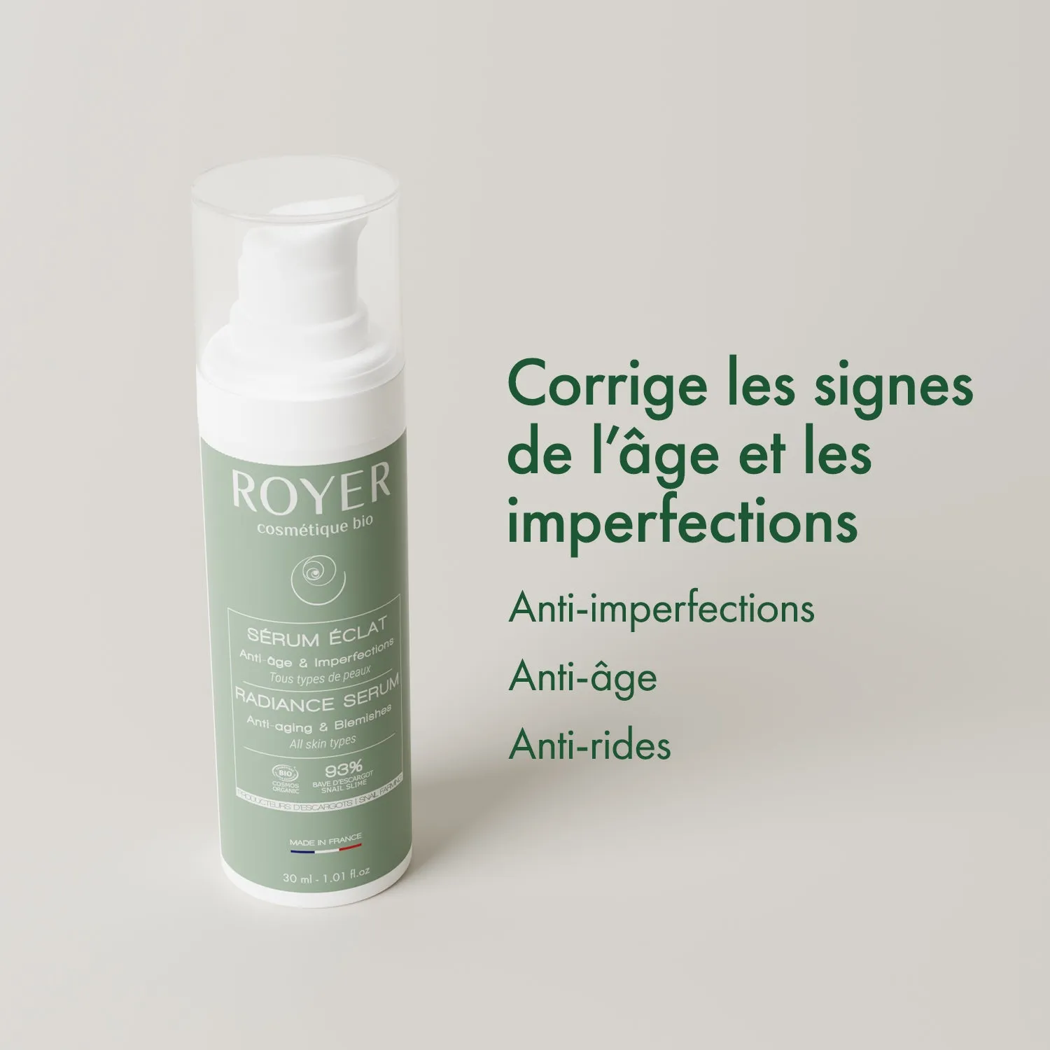Royer Cosmétique duo riche sérum + crème visage bave d'escargot