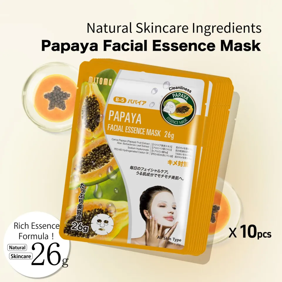 Mitomo Natural 516 Papaya MTSS00512-B-5J masque 10 pcs éclat