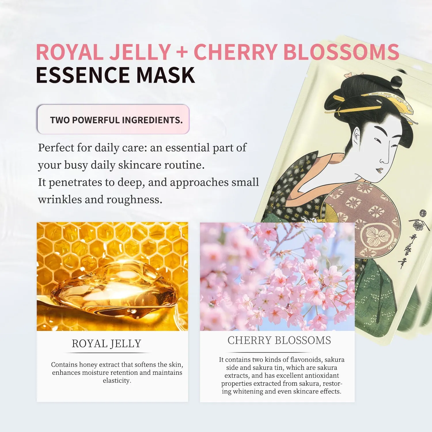 Mitomo Sakura JPSS00604-A-1 masque visage gelée royale fleur