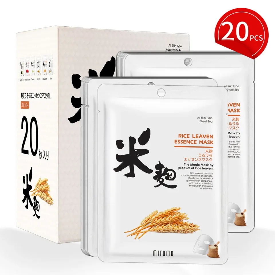 Mitomo Rice Leaven masque tissu 20 pièces éclat