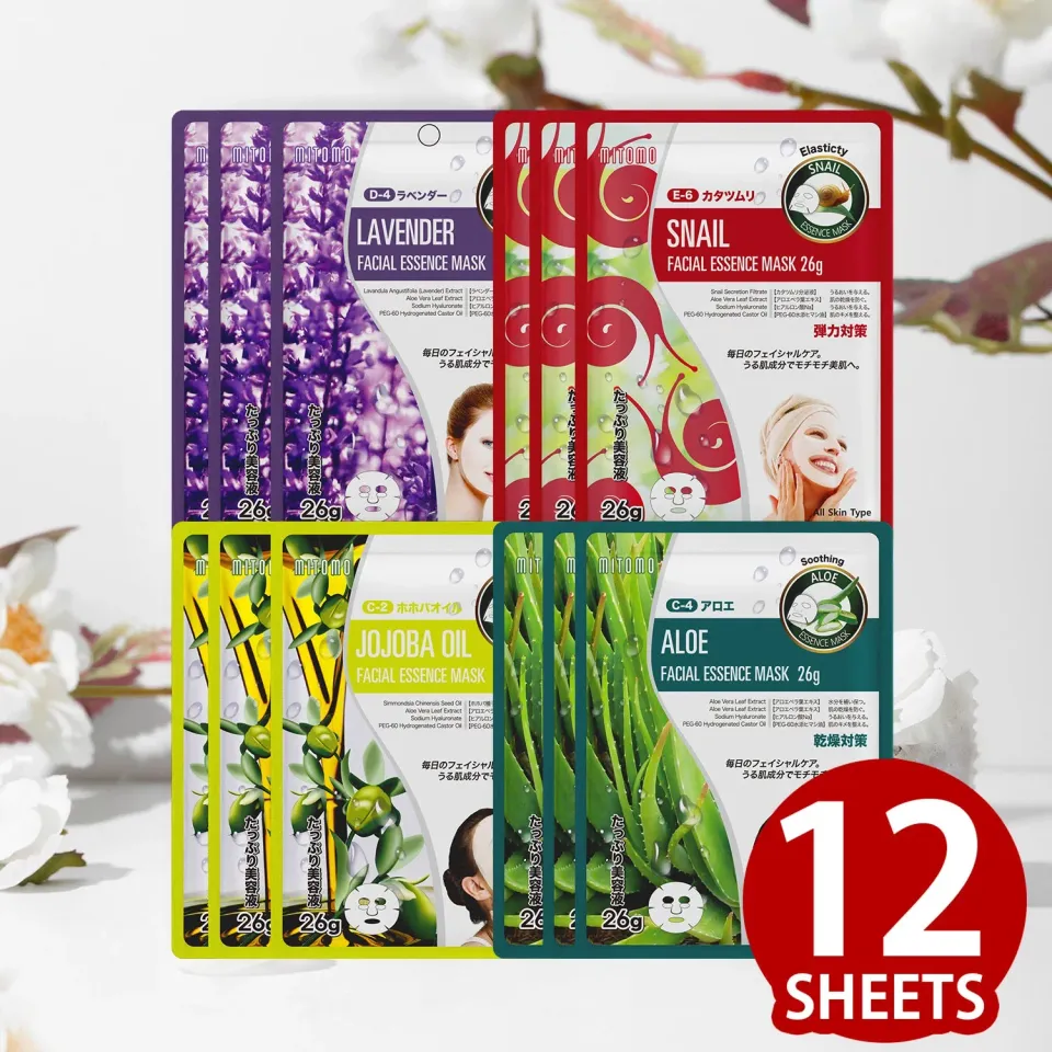 Mitomo coffret masques visage 12 pcs réparation hydratant