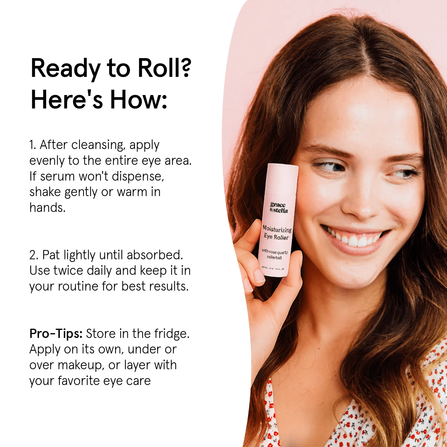 Grace & Stella Moisturizing Eye Roller soin yeux quartz rose