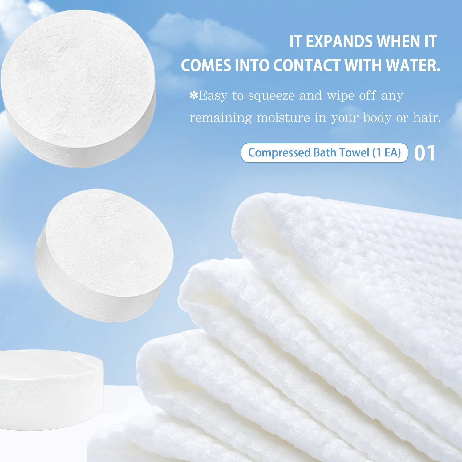 Mitomo Bath Tablets serviette compressée 8 pièces viscose
