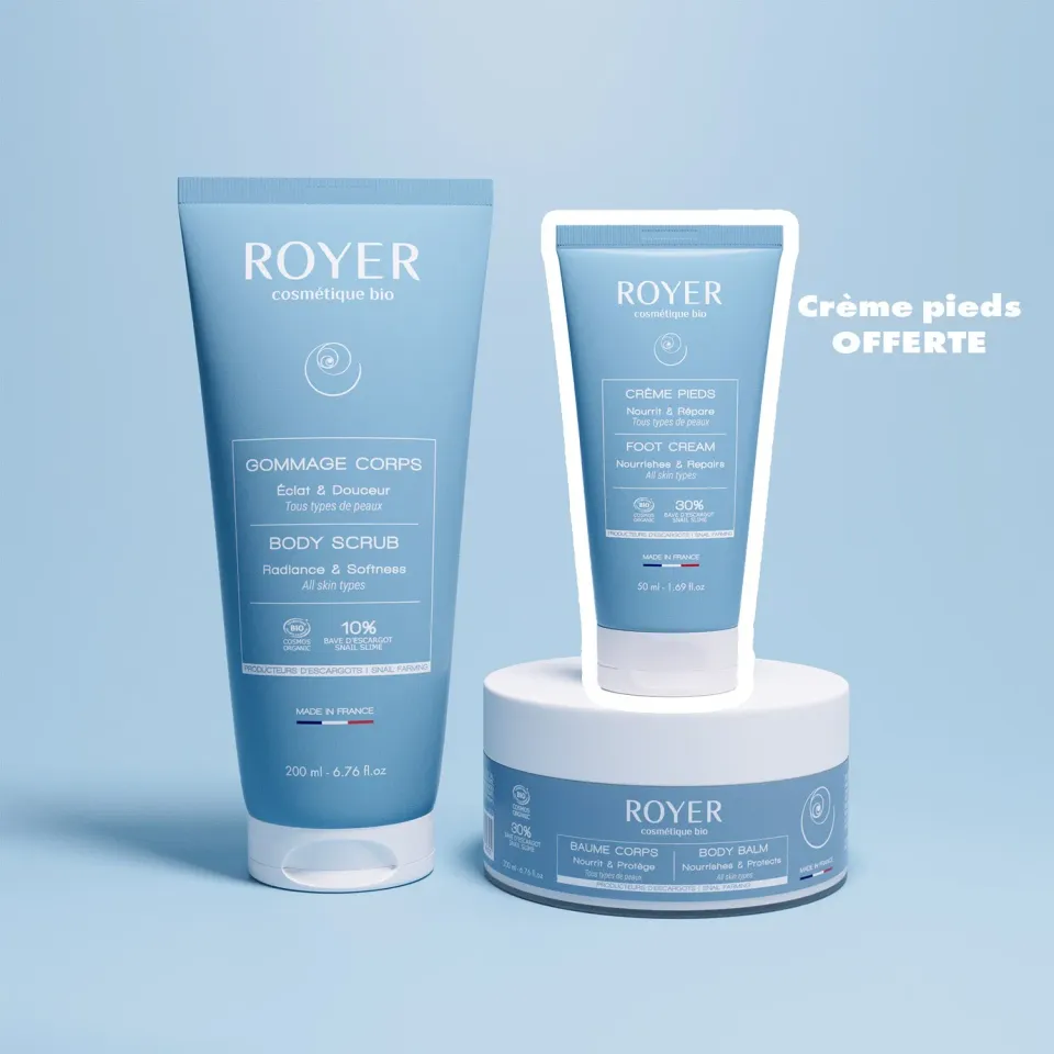 Royer Duo Gommage + Baume Corps Coffret Bave d'Escargot + Pieds