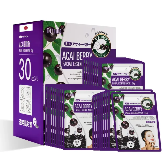 Mitomo Natural 516 MTSS00516 masque visage açaï 30 pcs éclat
