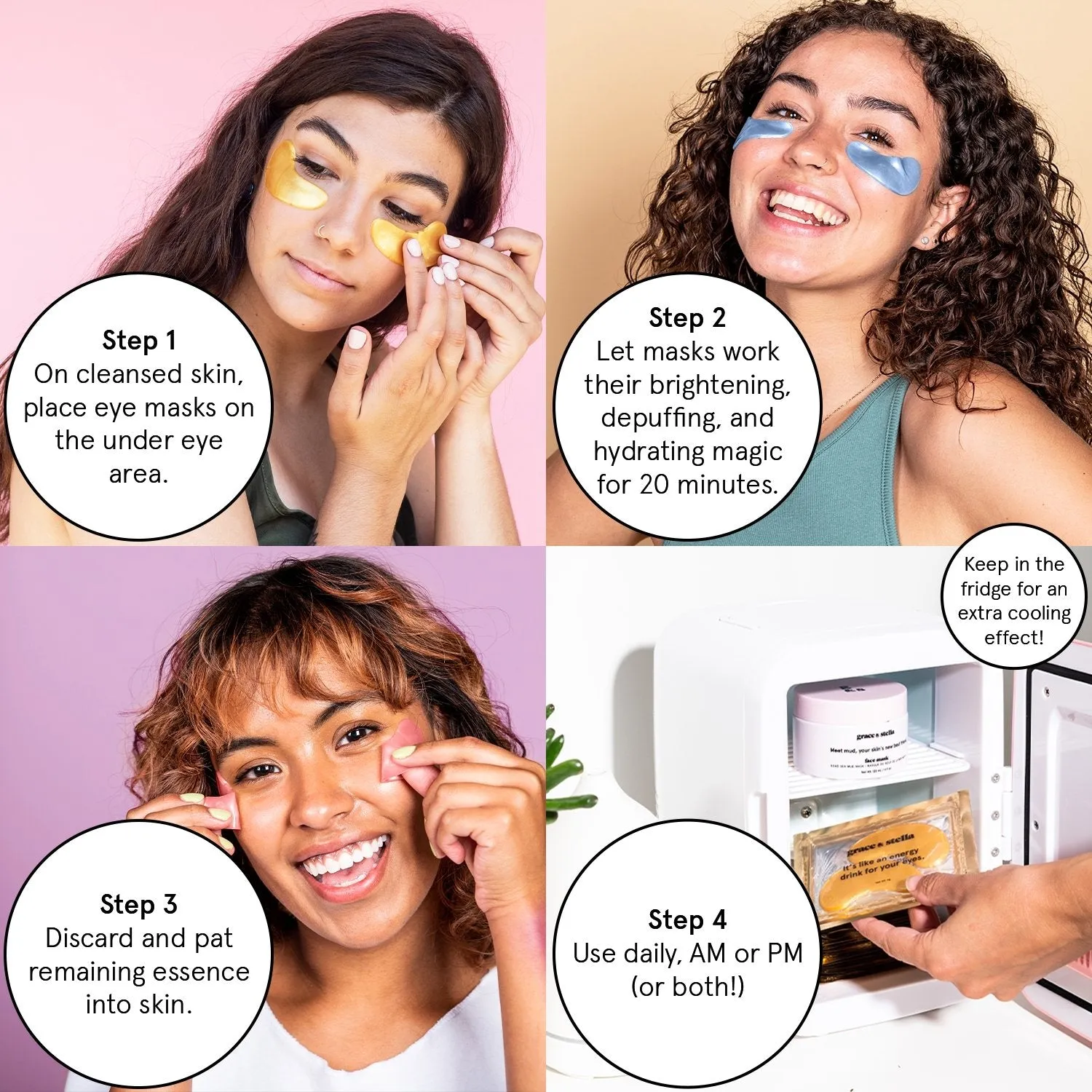 Grace & Stella Blue patchs yeux 6 paires niacinamide éclat