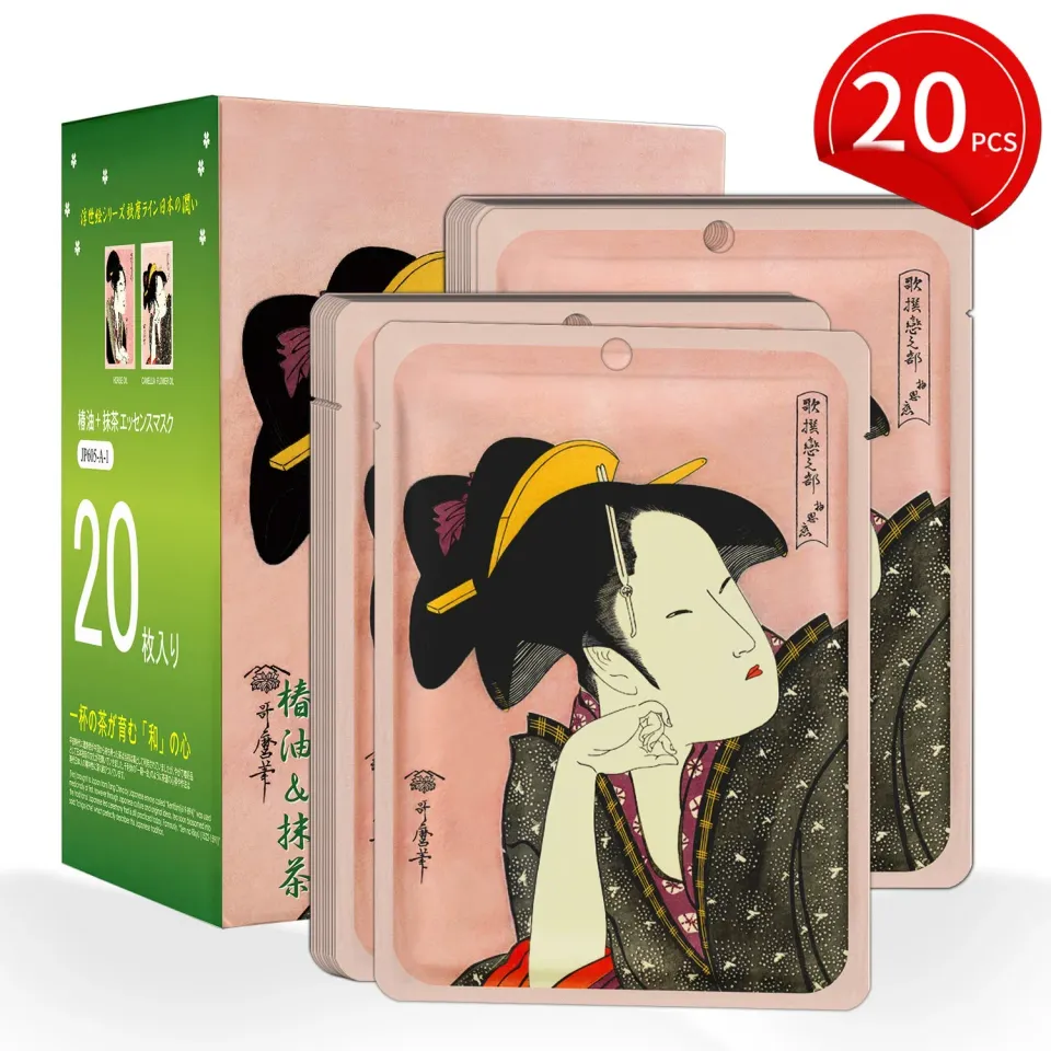 Mitomo Camellia Matcha JPSS00605 masque visage thé 2 pcs hydratant