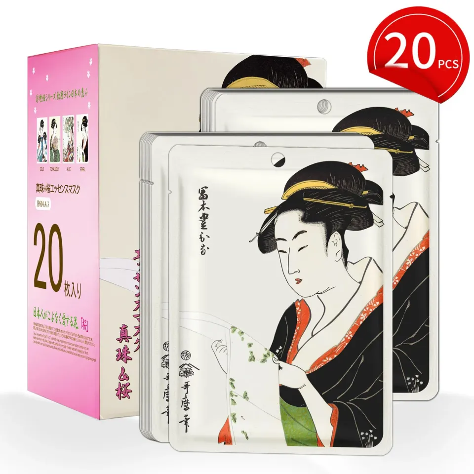 Mitomo Sakura Pearl masque tissu cerisier 20 pièces éclat