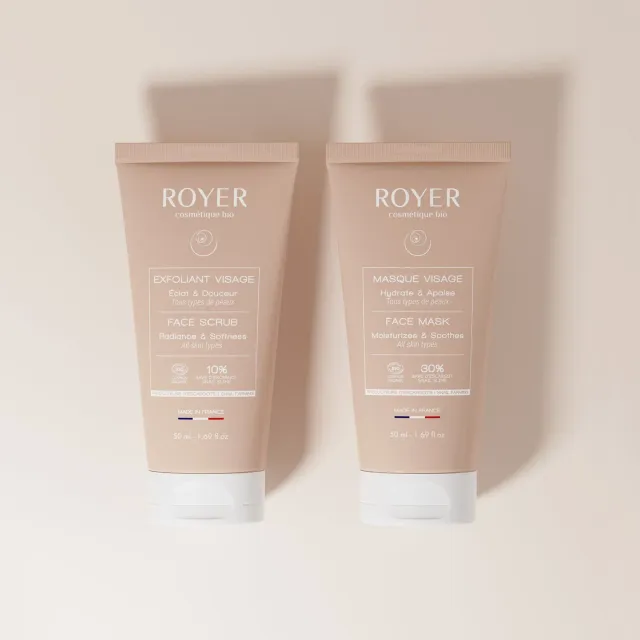 Royer duo exfoliant + masque visage bave d'escargot bio