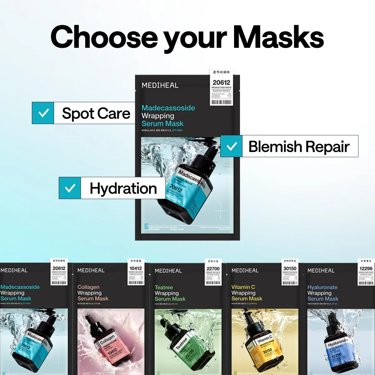 Mediheal Madecassoside masque visage 10 pièces apaisant