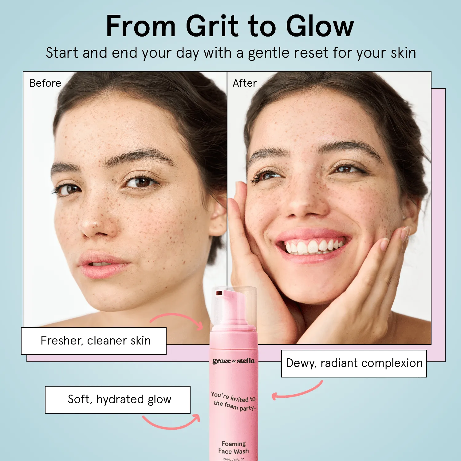 Grace & Stella Foaming Face Wash nettoyant visage 150 ml sans parfum
