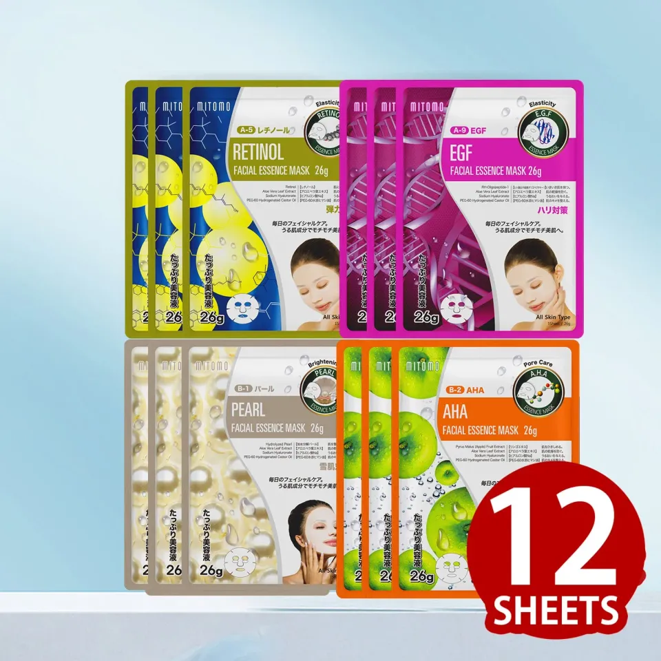Mitomo Brightening masque visage aloe 4 types 12 pcs