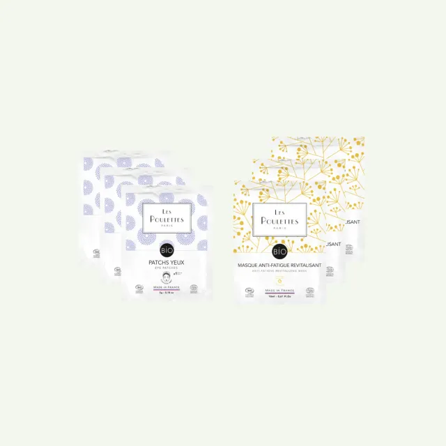 Les Poulettes Pack Energie masque visage 3 masques + 3 patchs anti-fatigue