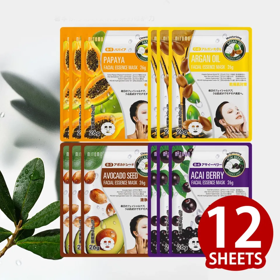 Mitomo TKMT00006 coffret masque tissu 12 pièces hydratation