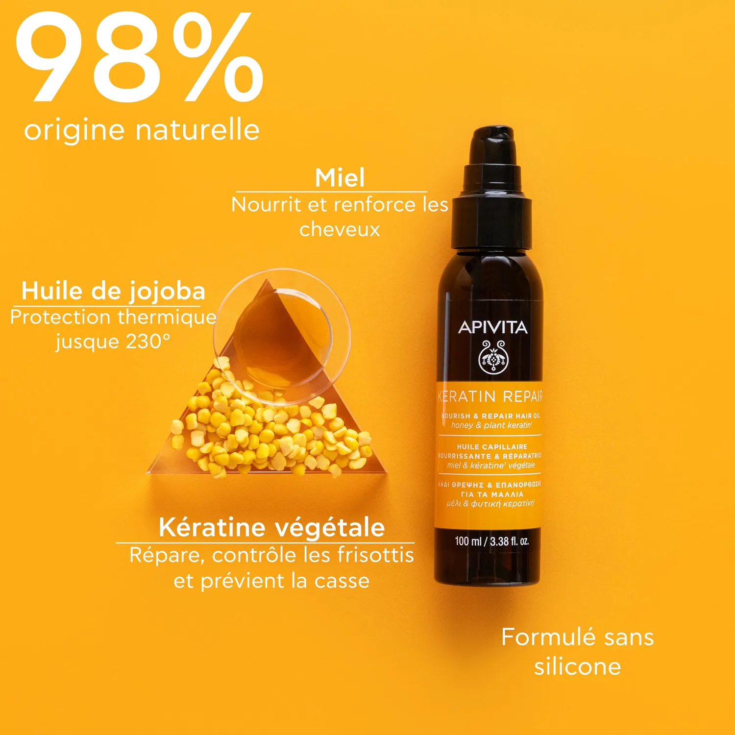 Apivita Nourrissante Réparatrice huile capillaire 100ml miel