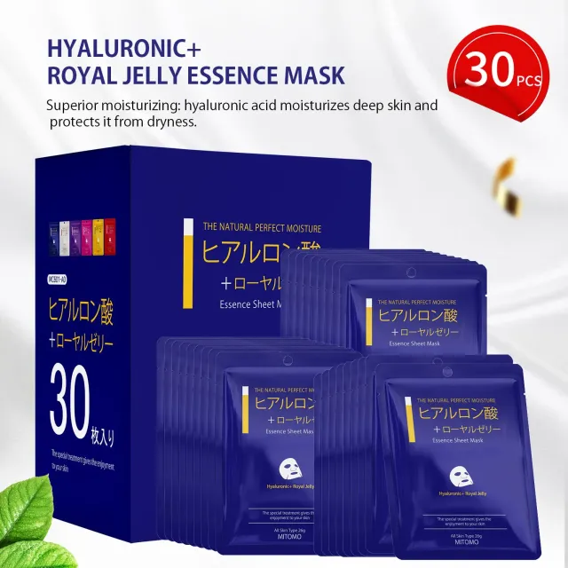 Mitomo Hyaluronic Royal Jelly masque tissu 30 pcs hydratant
