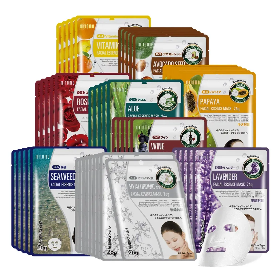 Mitomo Hydrating coffret 50 masques visage 9 essences