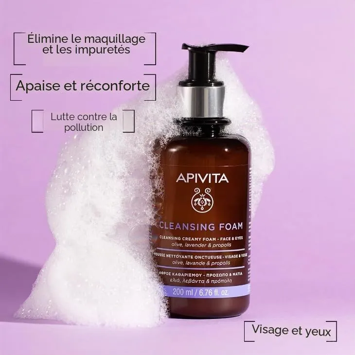 Apivita Mousse Nettoyante visage yeux 200ml olive douce