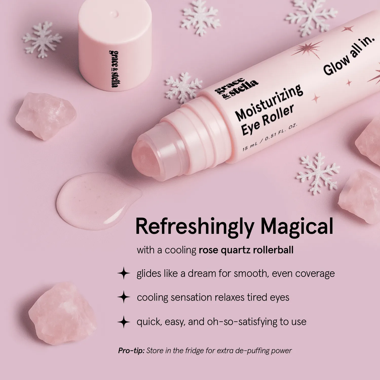 Grace & Stella Moisturizing Eye Roller soin yeux quartz rose