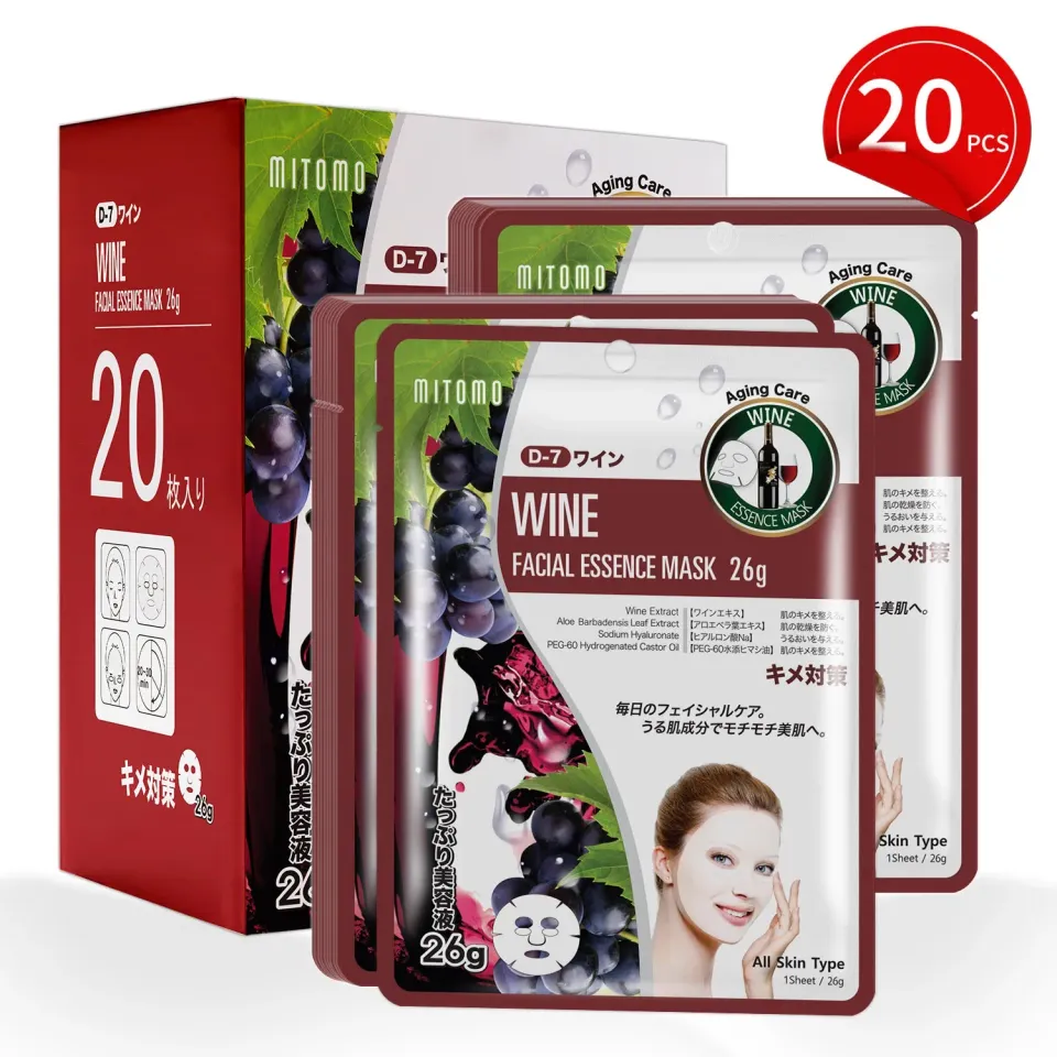 Mitomo Natural 512 Wine MTSS00512 masque visage 20x26g vin