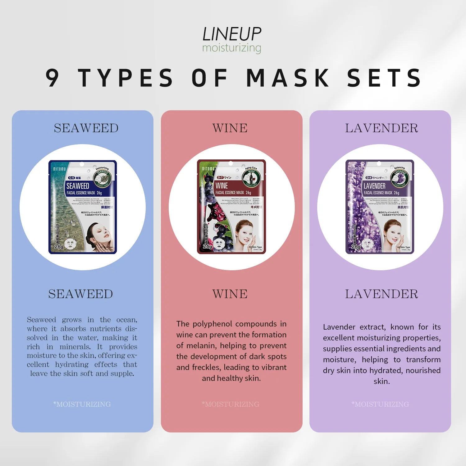 Mitomo Hydrating coffret 50 masques visage 9 essences
