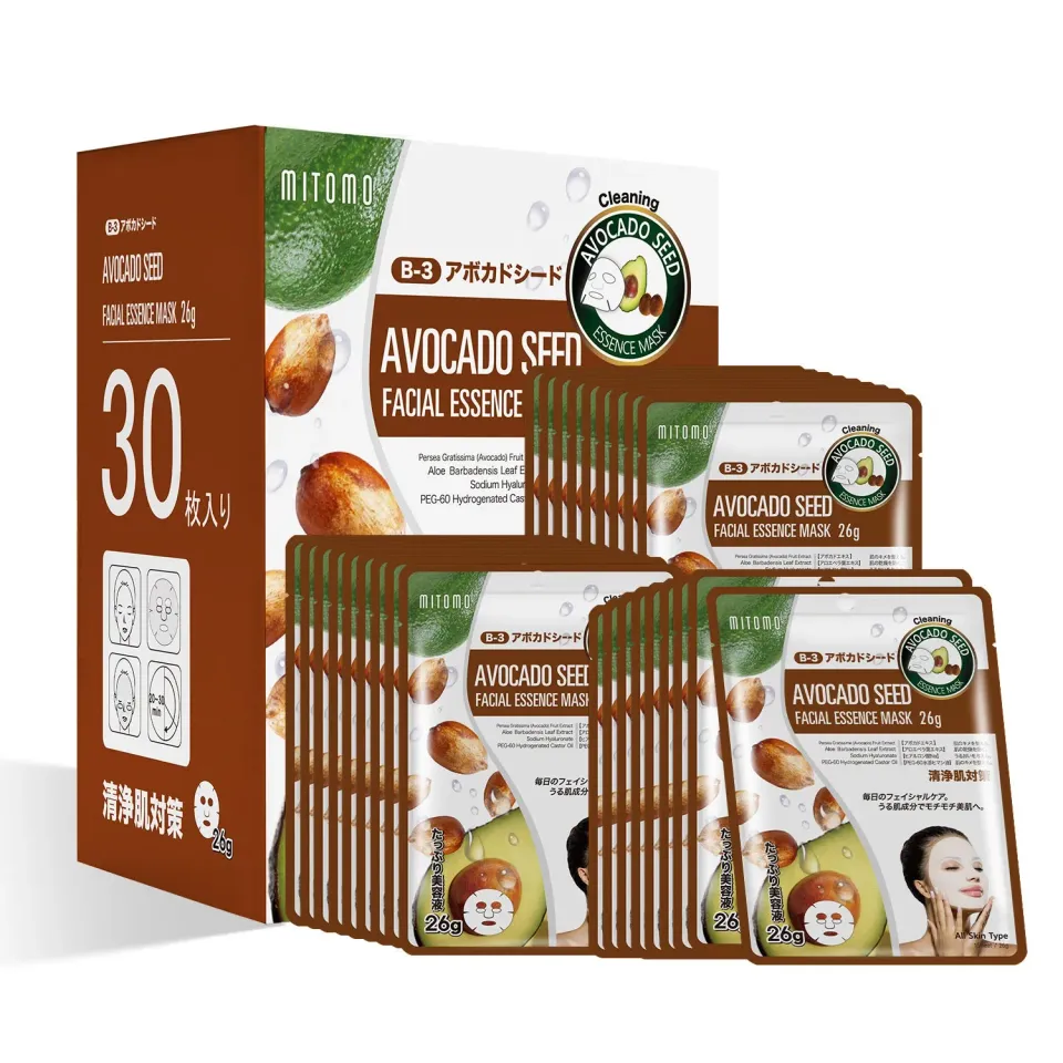 Mitomo Natural 512 Avocat masque visage 30 pièces