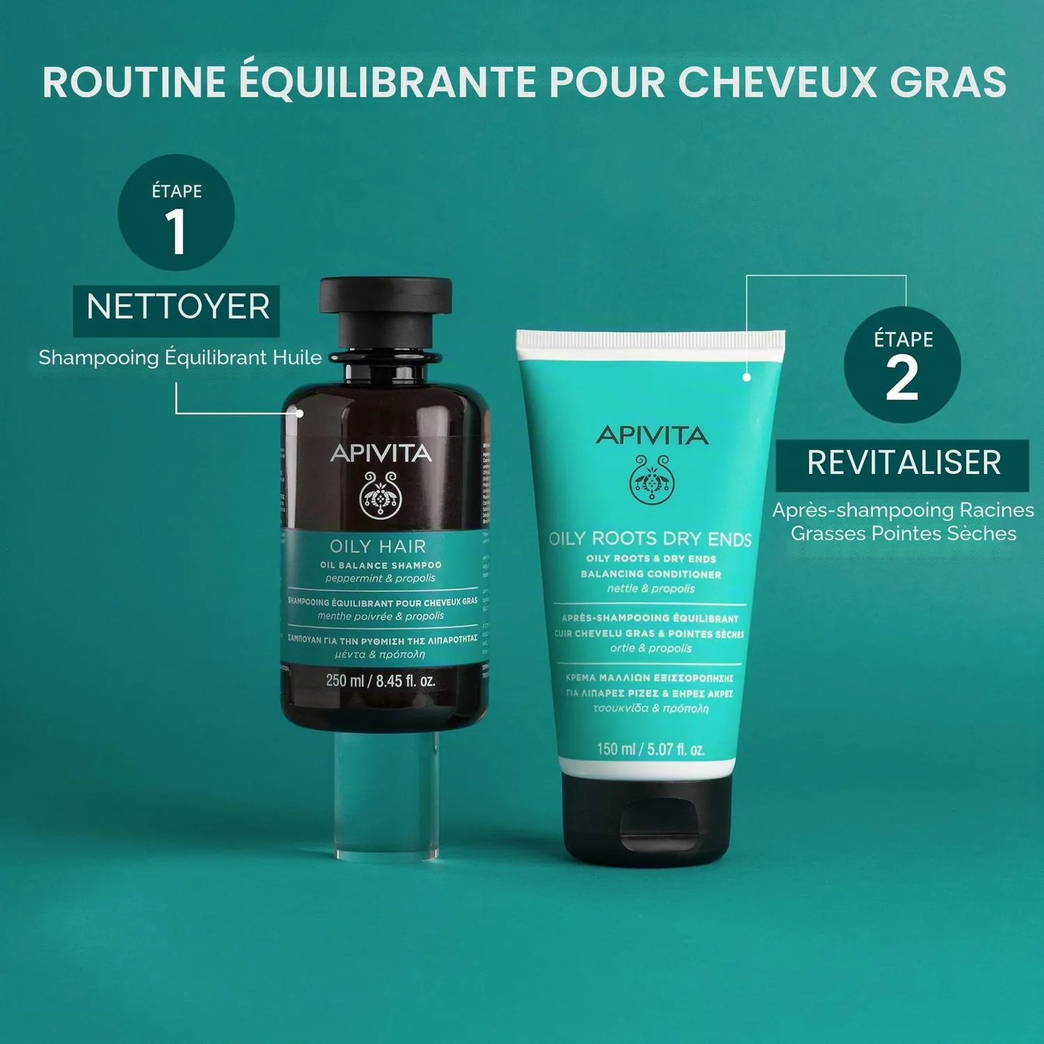 Apivita Balance shampooing menthe propolis cuir chevelu gras