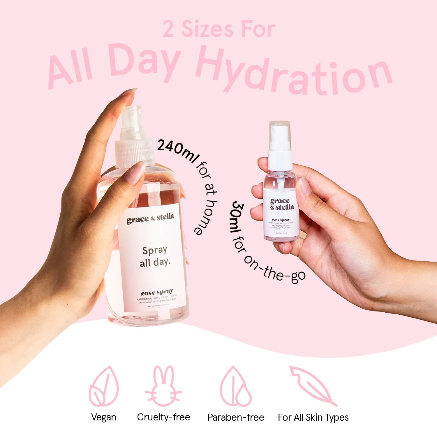 Grace & Stella Rose brume visage 240 ml hydratante