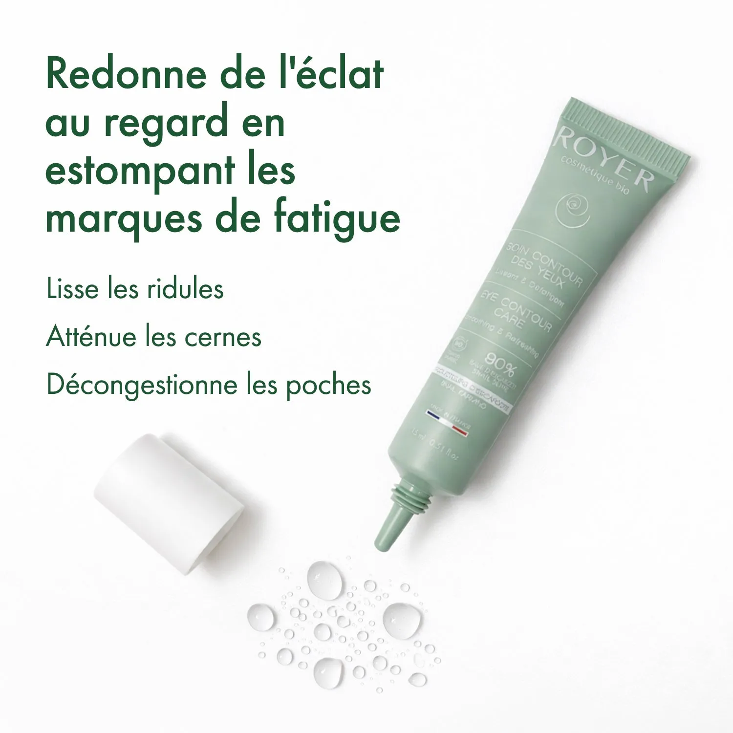 Royer Cosmétique Soin contour des yeux bave escargot 90% poches
