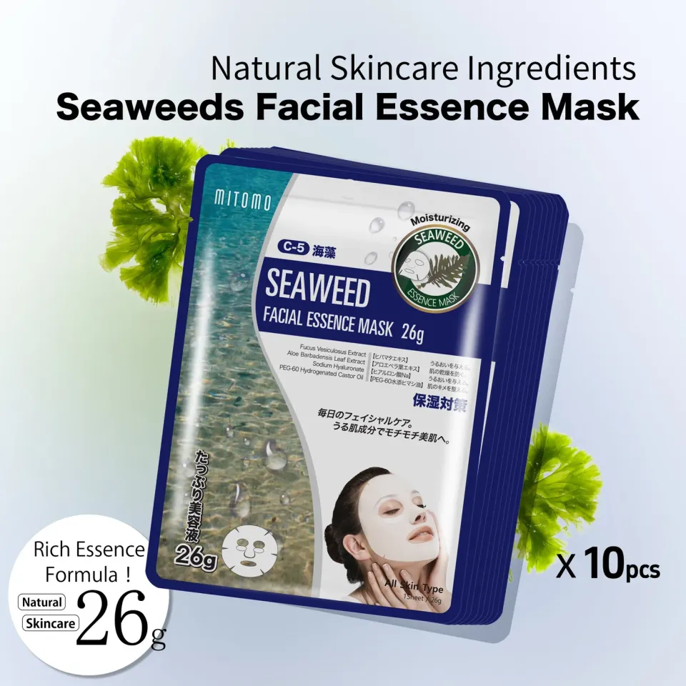 Mitomo Natural 512 Seaweed masque visage 10 pièces