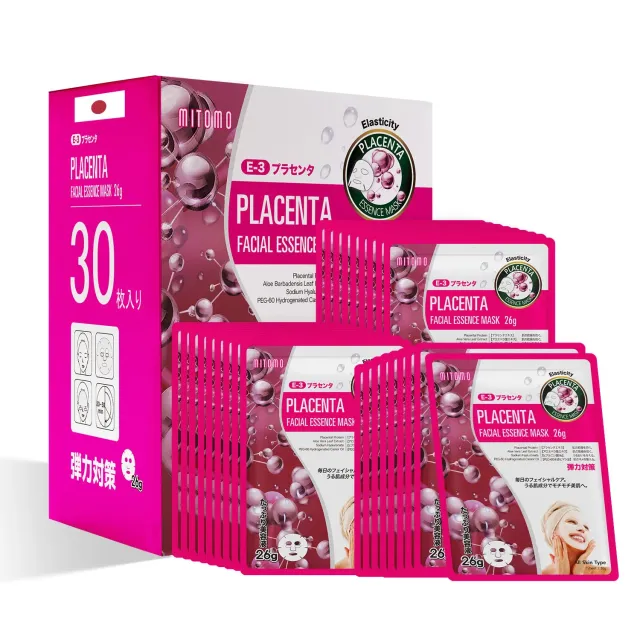 Mitomo Natural 516 masque tissu placenta 30 pcs fermeté