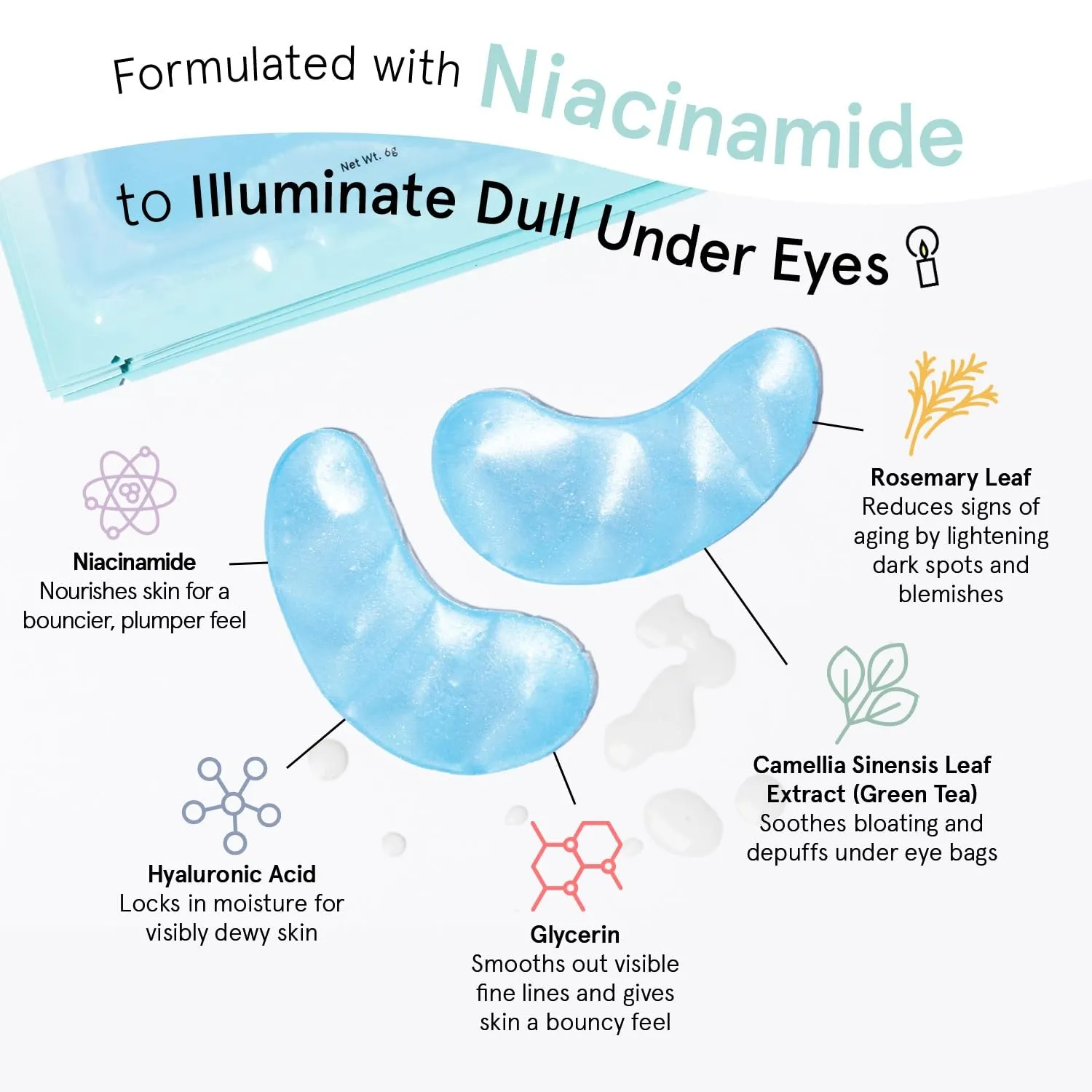 Grace & Stella Blue patchs yeux 6 paires éclat niacinamide