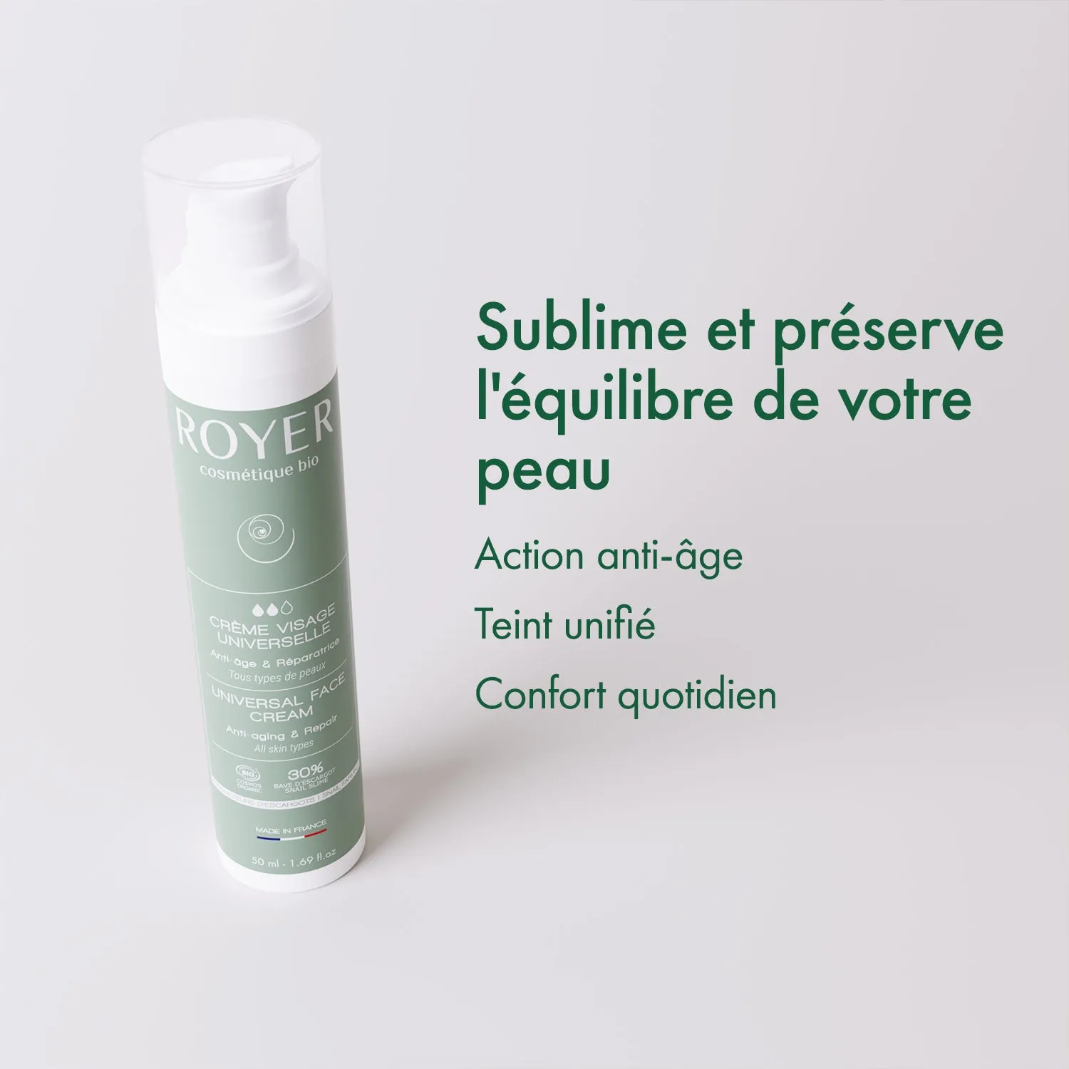 Royer Cosmétique duo universel sérum + crème visage bave d'escargot