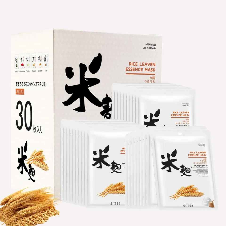 Mitomo TX JPSS00612-E-4x003 masque visage 30 feuilles riz éclat
