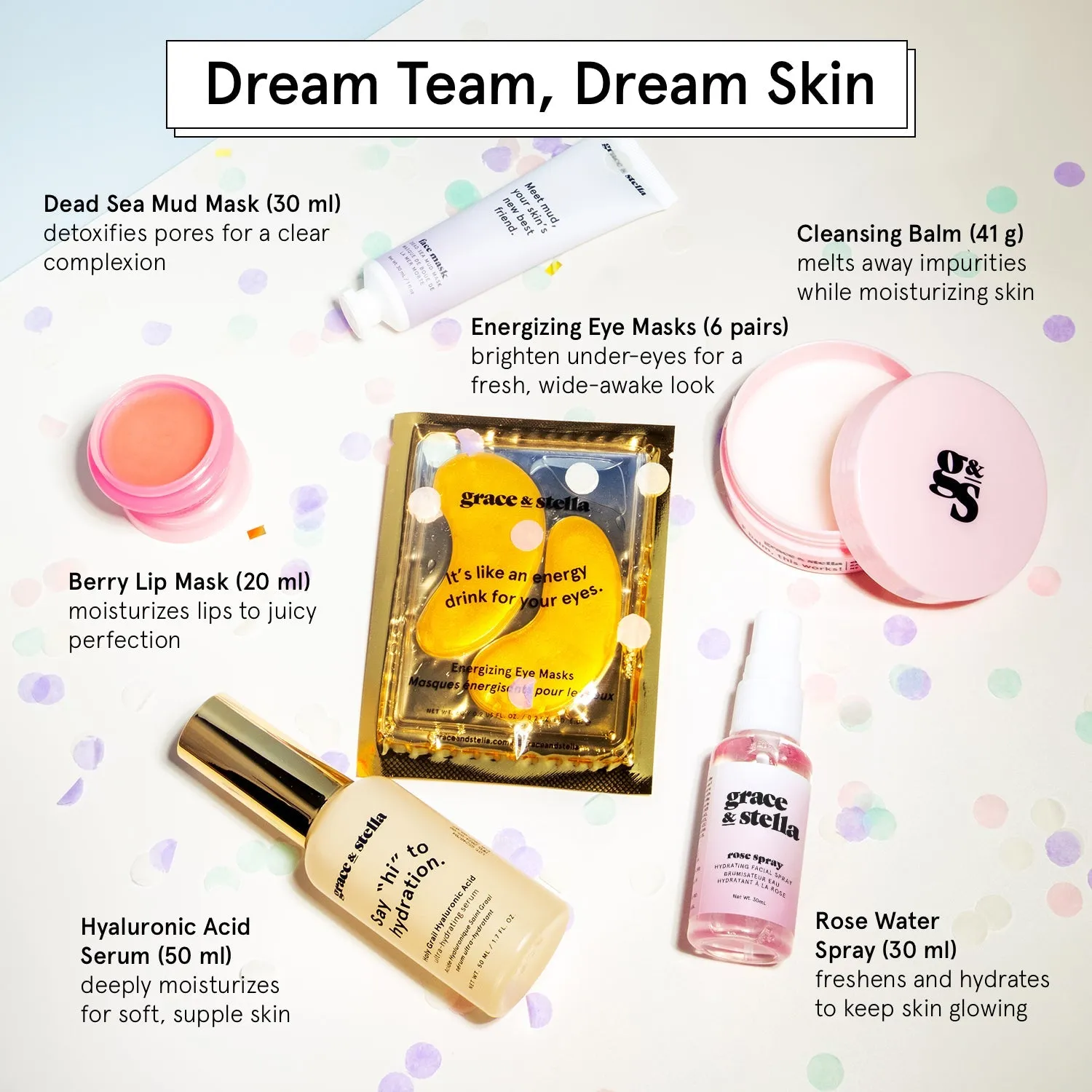 Grace & Stella Dream Team coffret soin 6 pièces éclat