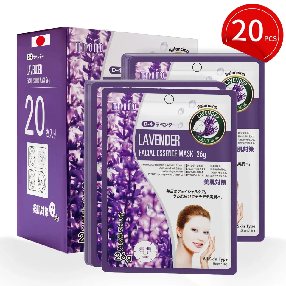 Mitomo Natural 516 masque tissu lavande 20 pièces