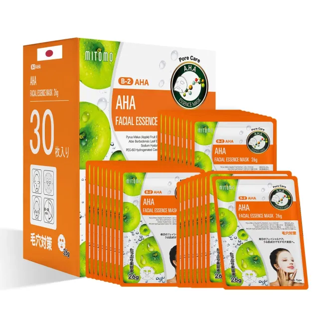 Mitomo Natural 516 masque visage AHA 30 pièces pores