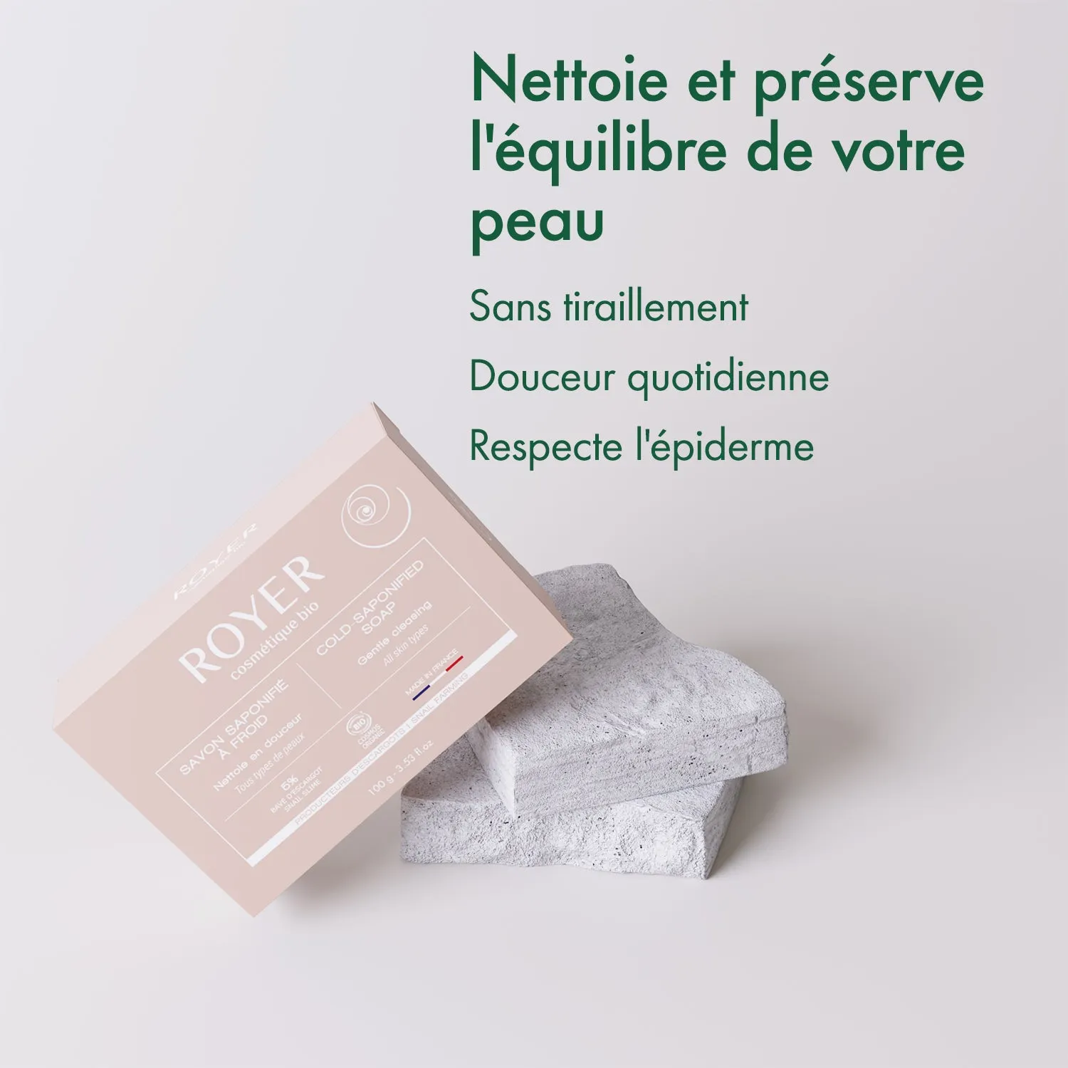 Royer Savon Solide Bave d'Escargot Saponifié à Froid Bio