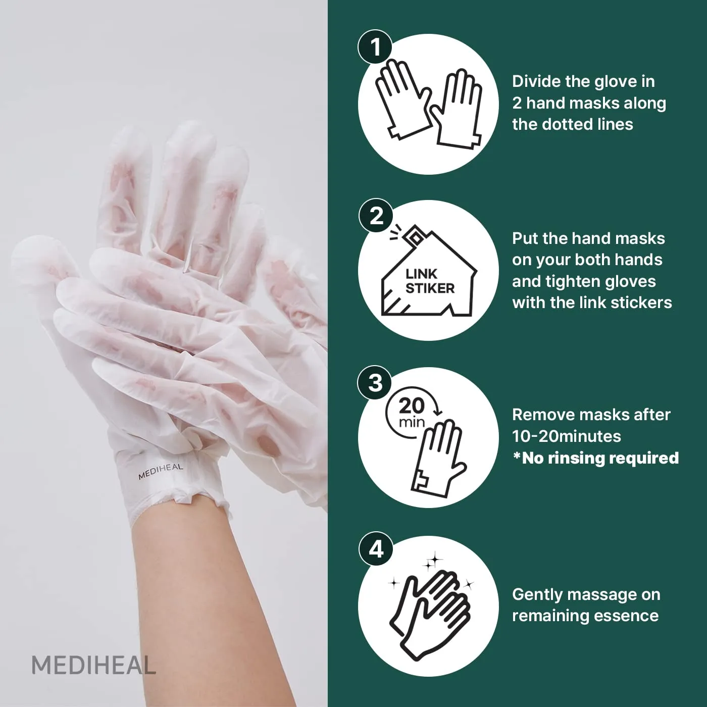 Mediheal Derma Layer masque mains 5 paires acide hyaluronique