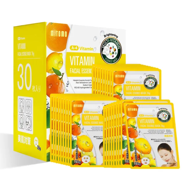 Mitomo MT Natural 512 Vitamine masque visage 30 pièces éclat