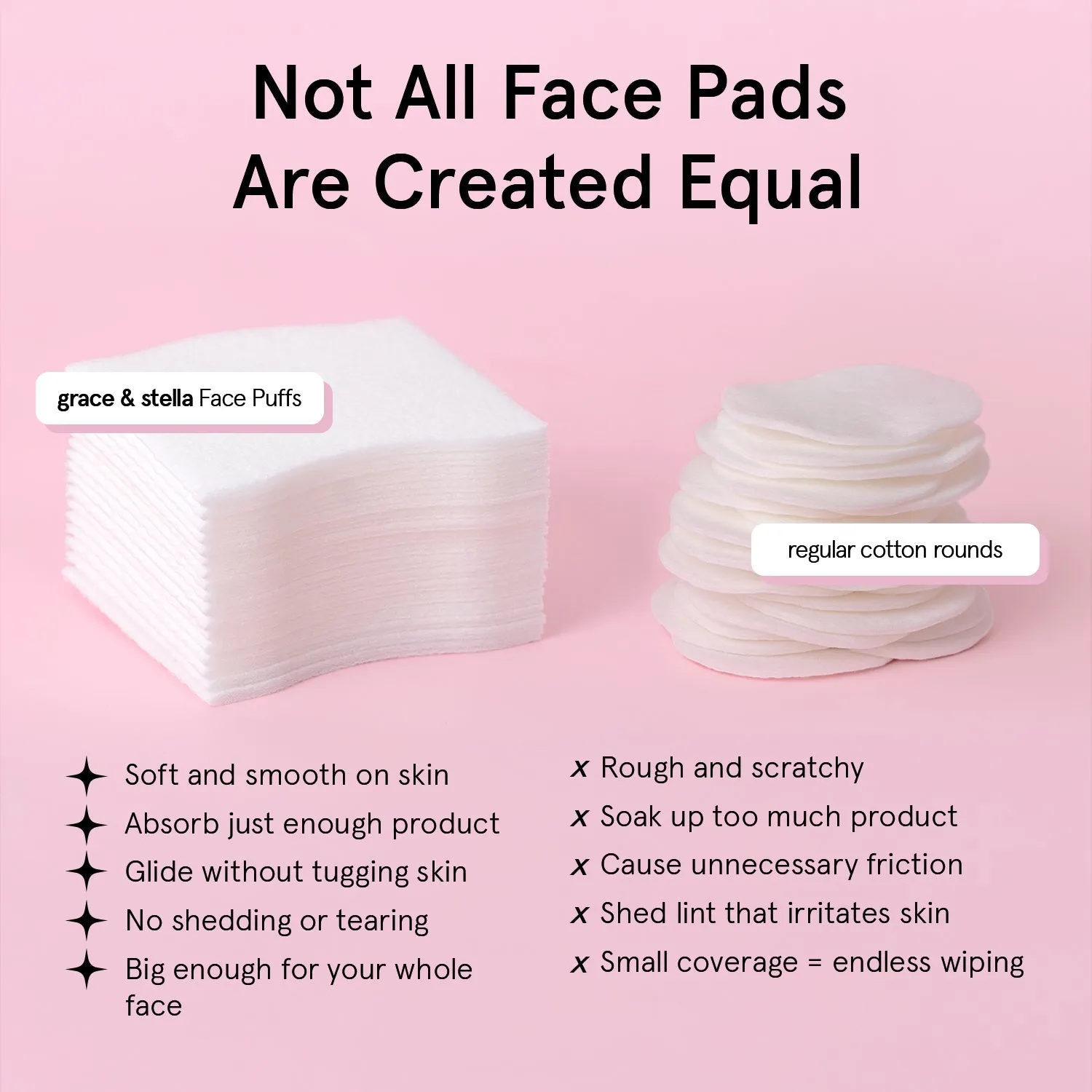 Grace & Stella Puffs cotons visage 200 pièces sans peluches