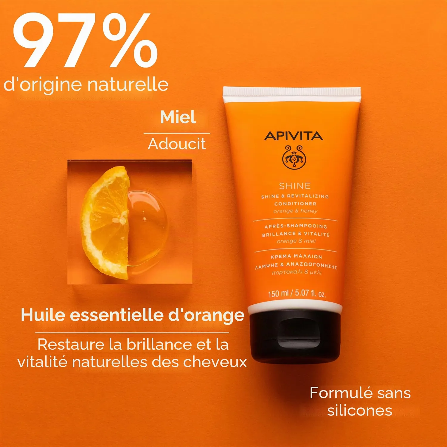 Apivita Shine après-shampooing 150 ml cheveux ternes