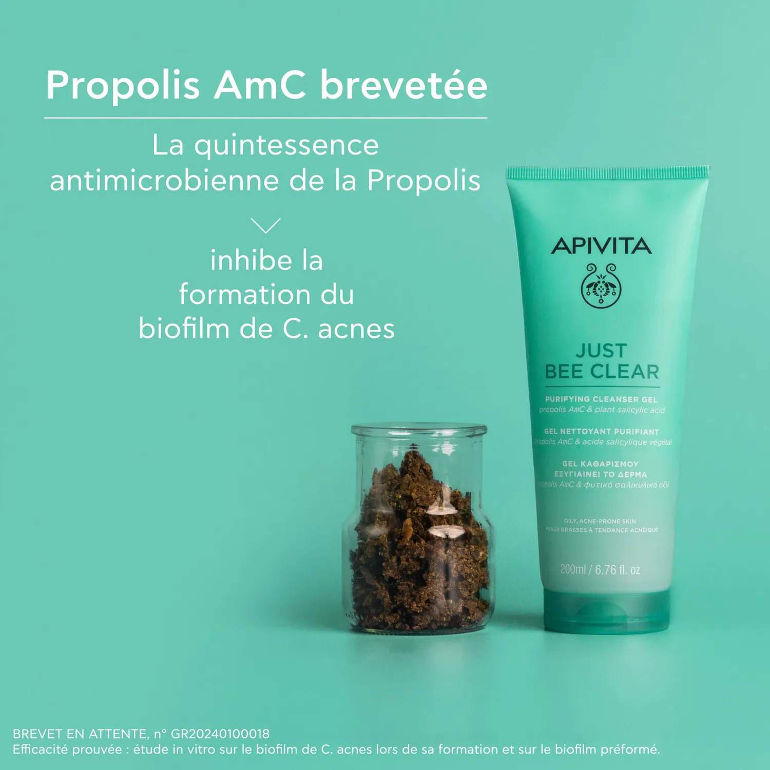 Apivita Just Bee Clear gel nettoyant propolis 200ml anti-boutons