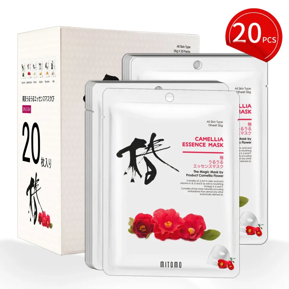 Mitomo TX Camellia masque visage 20 pièces hydratant