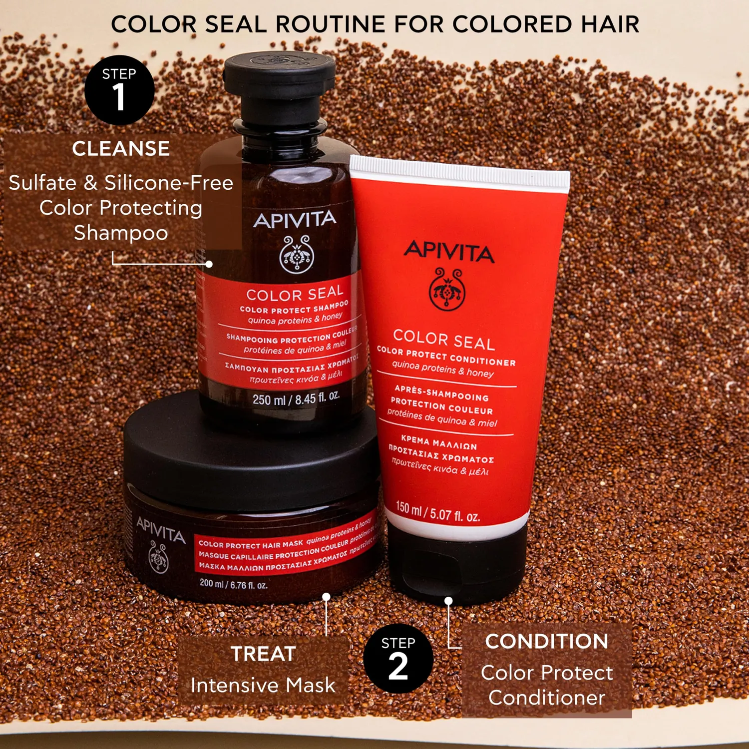 Apivita Shampooing Color Protect miel cheveux colorés